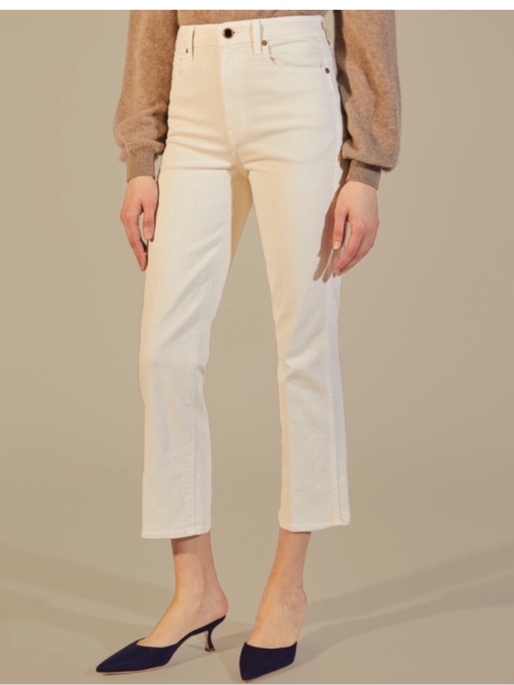 KHAITE Benny  Kick Flare Off White Jeans SZ 27